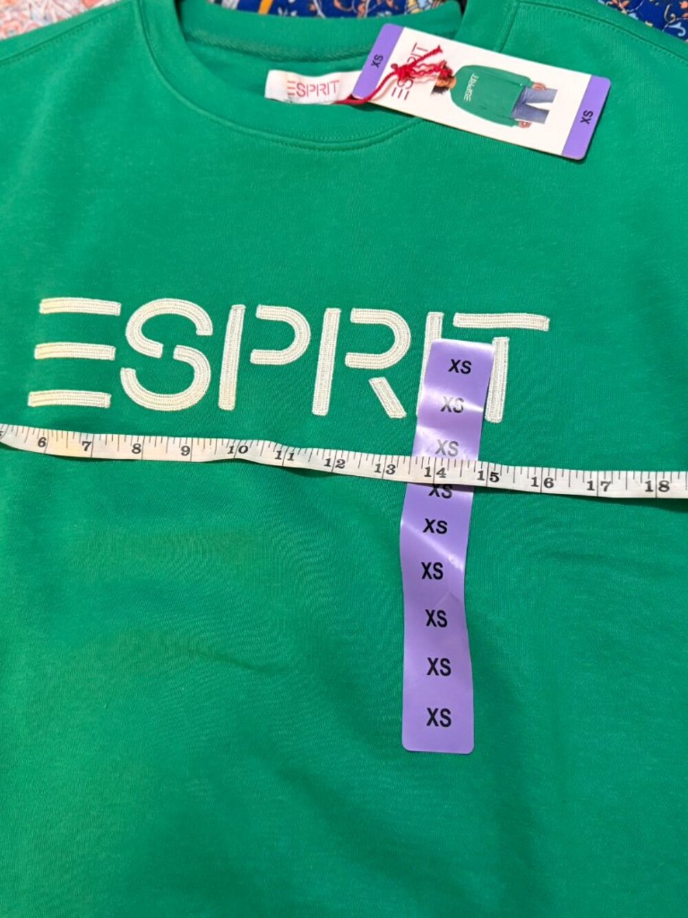Esprit Green Embroidered Logo Crewneck Sweatshirt NWT XS - Picture 2 of 5